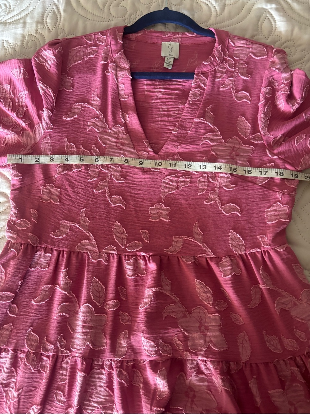 Joie Dusty Rose Floral Tiered V-Neck Mini Dress - Picture 7 of 8